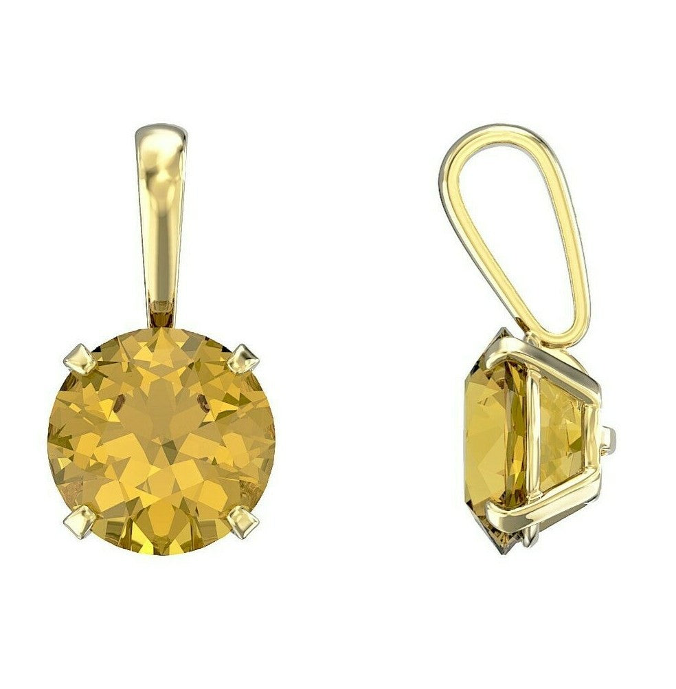 Citrine Pendant and Earrings Set Solid Yellow Gold Solitaire 18" Chain Hallmark