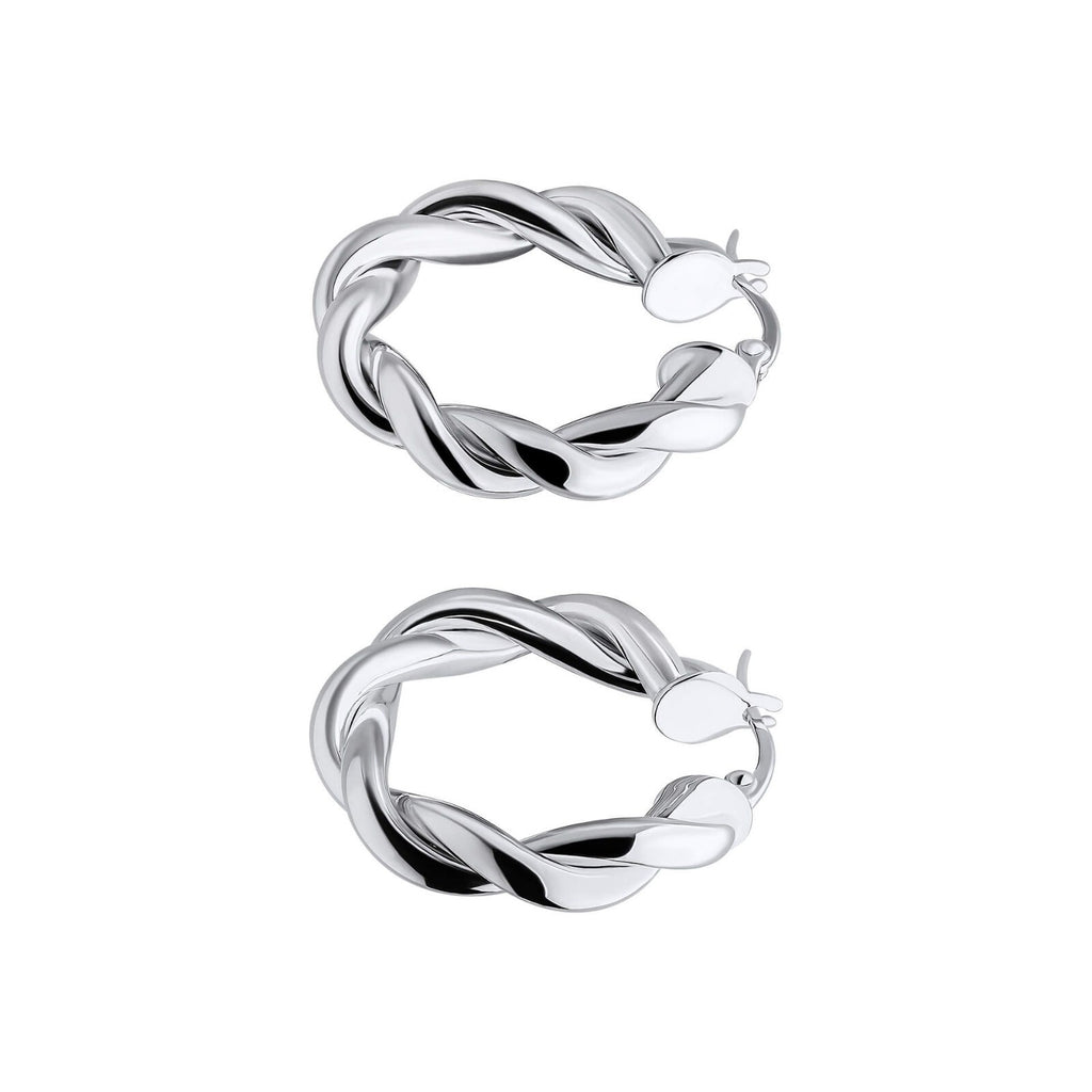 Sterling Silver Rope Hoop Earrings 925 Hallmarked British Made Brand New