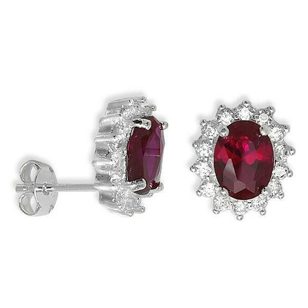 Natural Garnet Stud Earrings Solid Sterling Silver 925 Hallmark Brand New Boxed