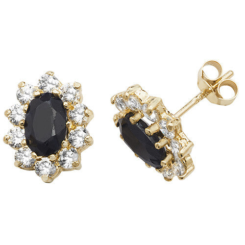 Yellow Gold Sapphire Earrings Cluster Natural Stone 375 9 Carat New Boxed