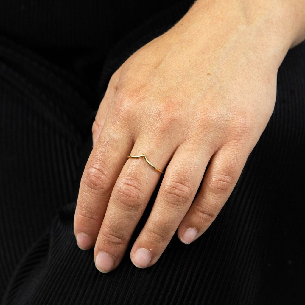 V Shaped Stacking Ring 9ct Yellow Gold 375 Hallmarked Sizes L - Q