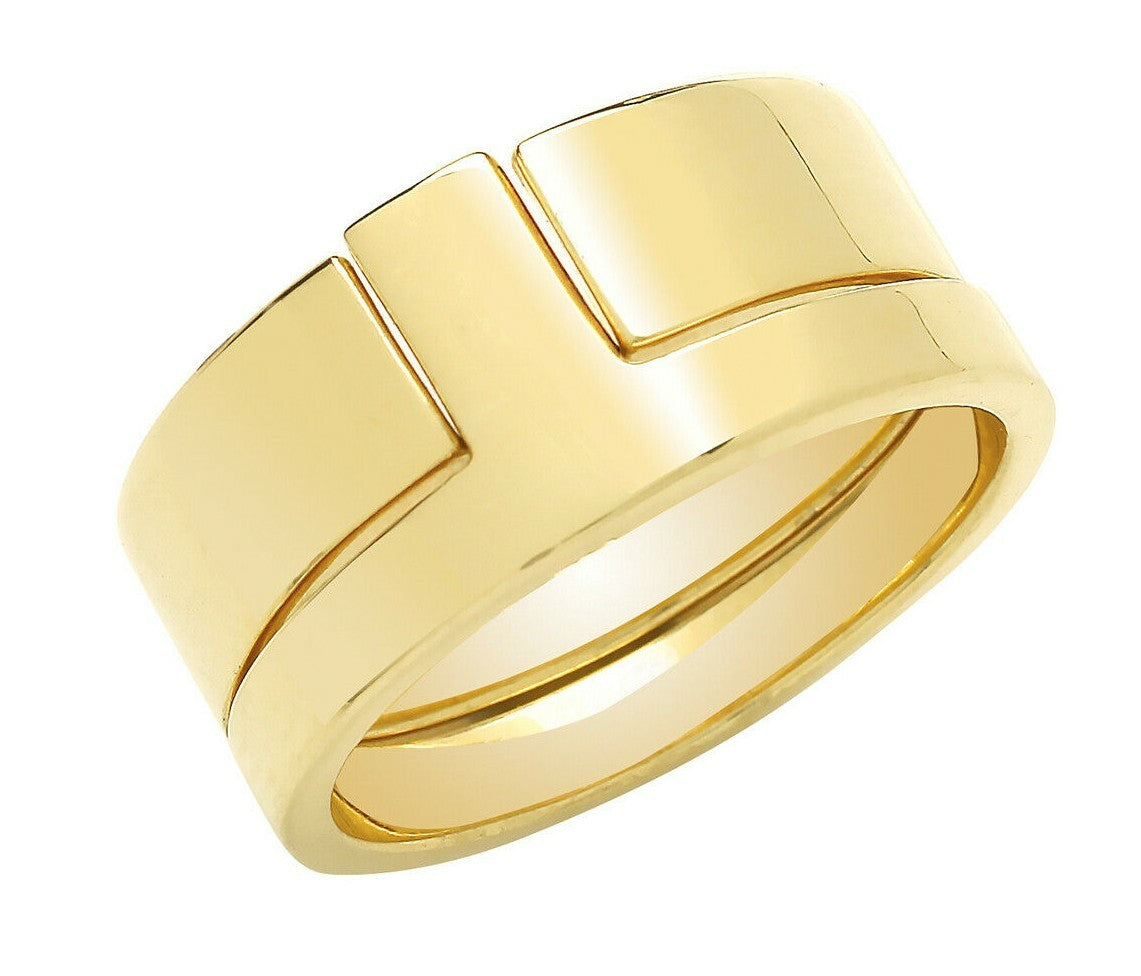 Sterling Silver Ring Interlocking Gold Plated 925 Hallmarked Size H - T