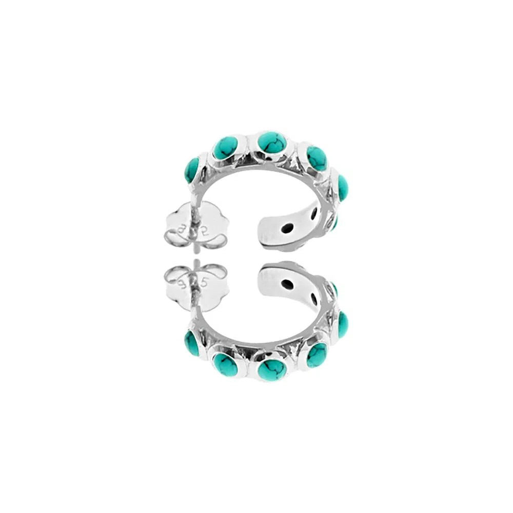 7 Stone Turquoise Hoop Earrings Sterling Silver 925 Hallmarked Brand New Boxed