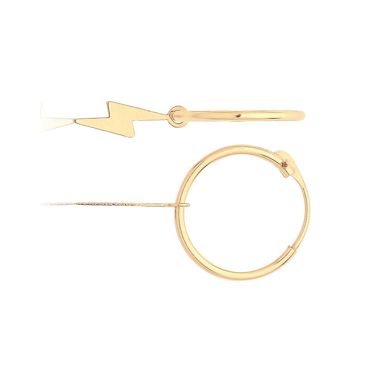 Hinged Lightning Sleeper Hoop Earrings 9ct Yellow Gold 375 Hallmarked Brand New