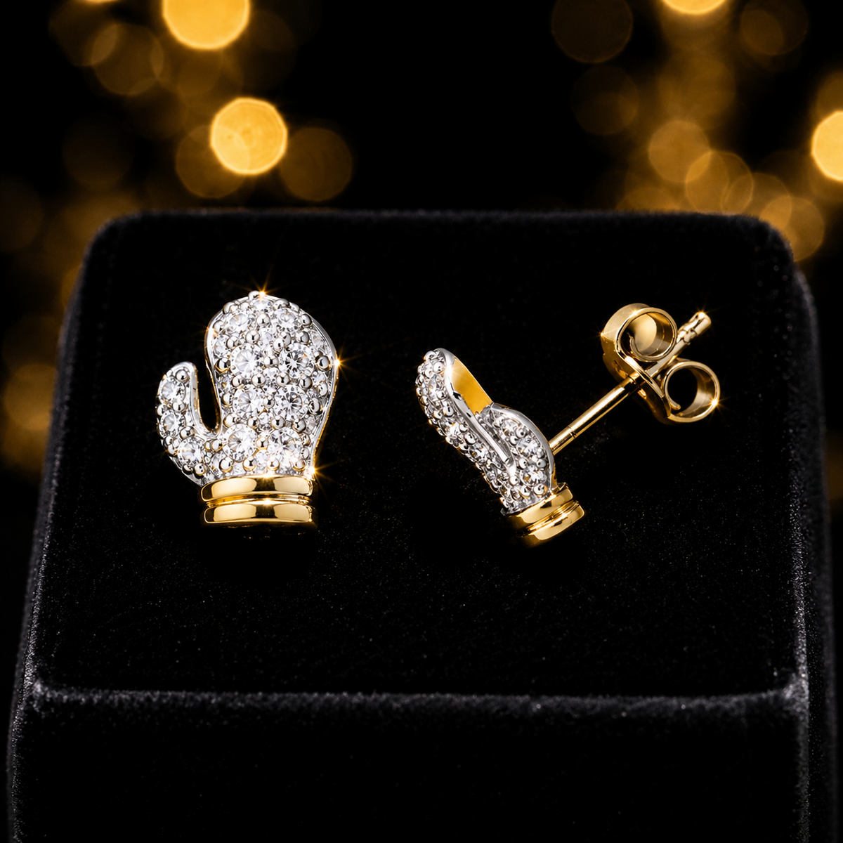 Mens Boxing Glove Earrings 9ct Yellow Gold Gents 375 Hallmarked Brand New Boxed