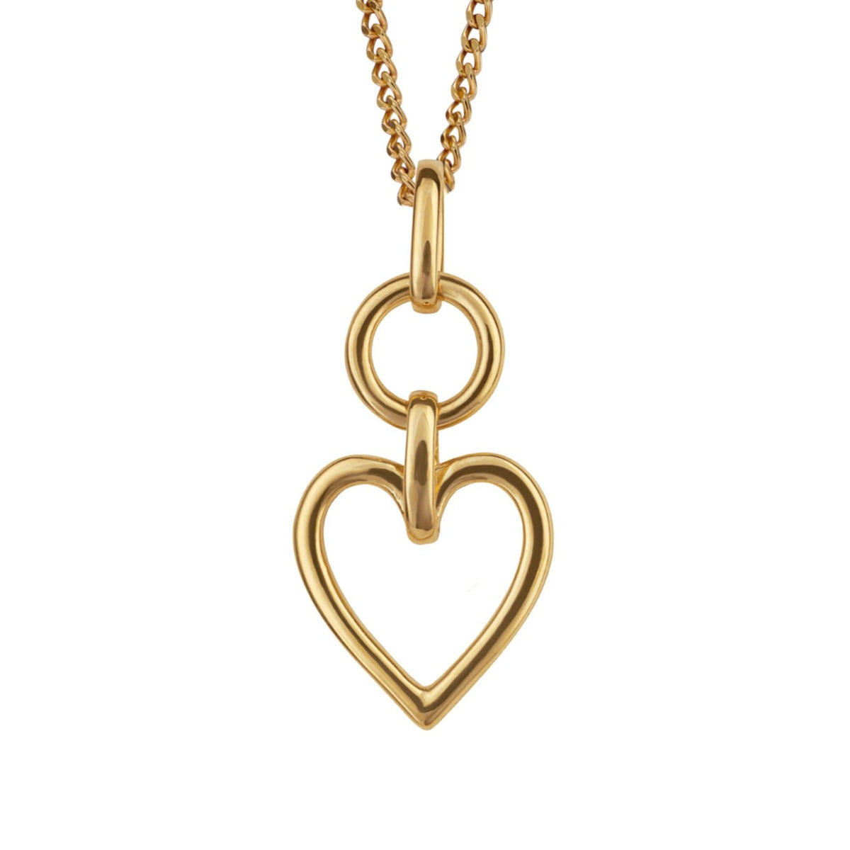 Open Heart Drop Pendant 9ct Yellow Gold Plated Hallmarked All Chain Lengths