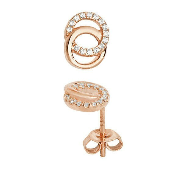 Rose Gold Gemstone Earrings Circle Sterling Silver 925 Hallmark Brand New Boxed