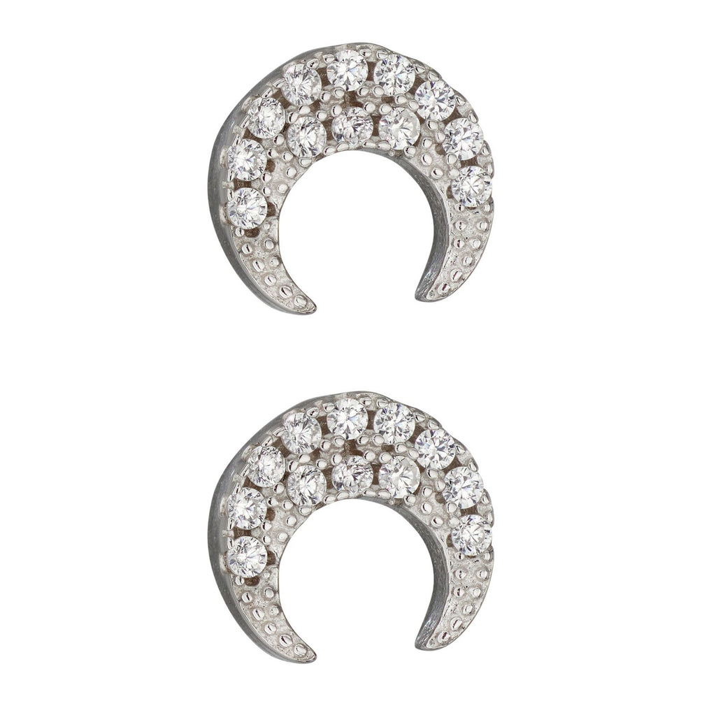 Moon Crescent Stud Earrings Sterling Silver 925 Hallmarked Brand New Boxed