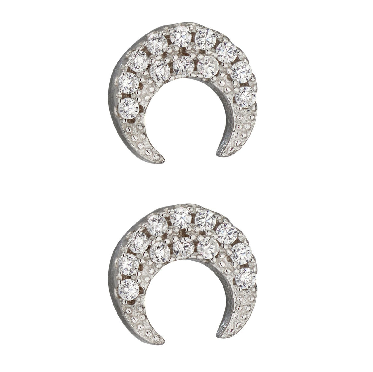 Moon Crescent Stud Earrings Sterling Silver 925 Hallmarked Brand New Boxed