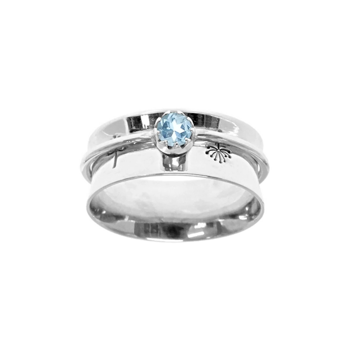 Floral Topaz Spinner Ring Sterling Silver 925 Hallmark British Made Size K - T