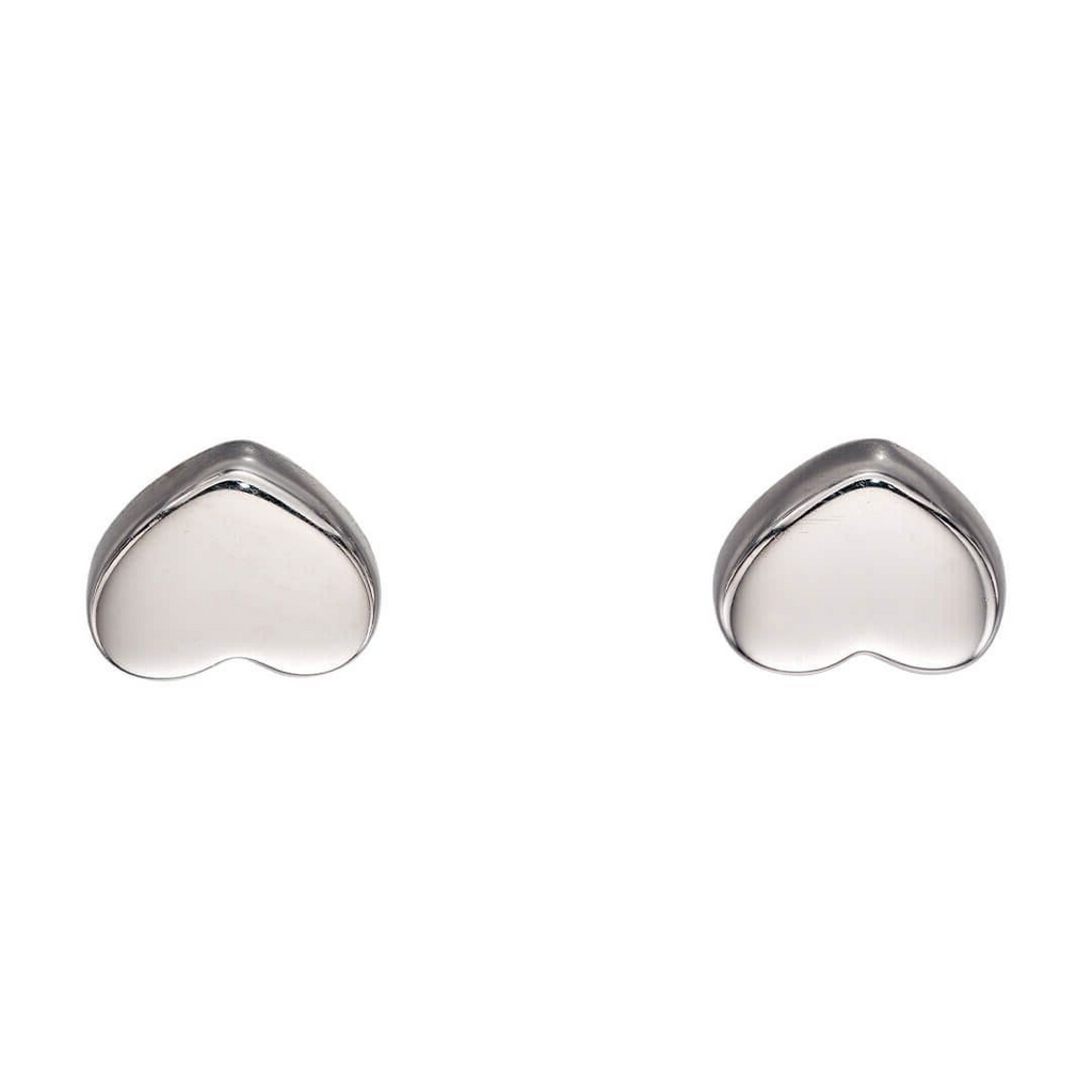 Small Heart Stud Earrings 9ct White Gold 375 Hallmarked British Made