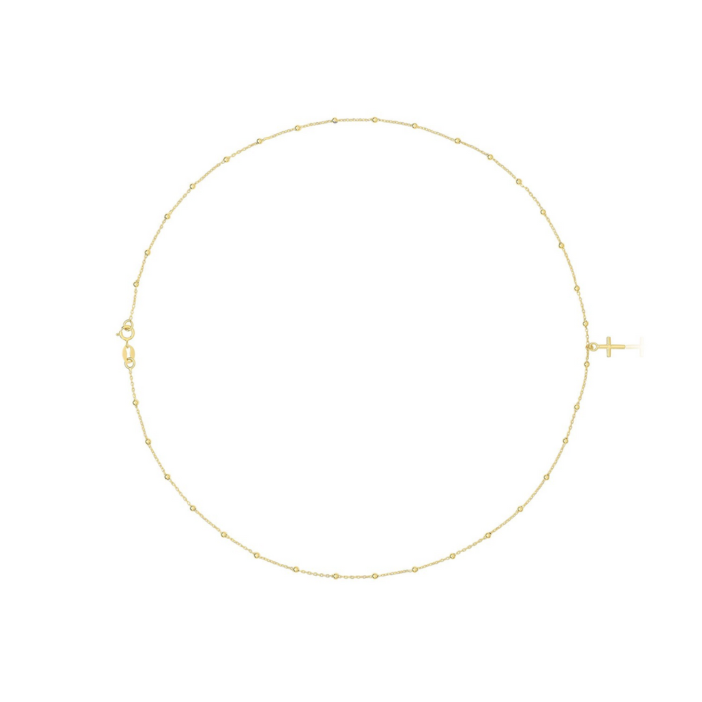 Christian Cross Station Necklace 9ct Yellow Gold 375 Hallmarked British Made