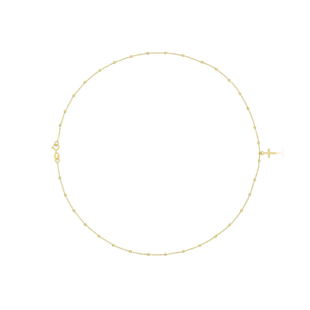 Christian Cross Station Necklace 9ct Yellow Gold 375 Hallmarked British Made