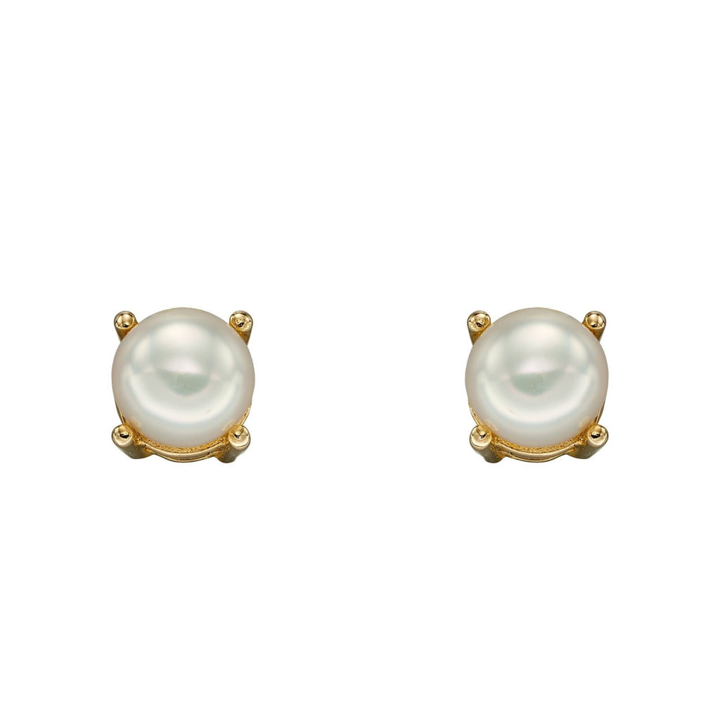 Natural Pearl June Stud Earrings 9ct Yellow Gold 375 Hallmark British Made