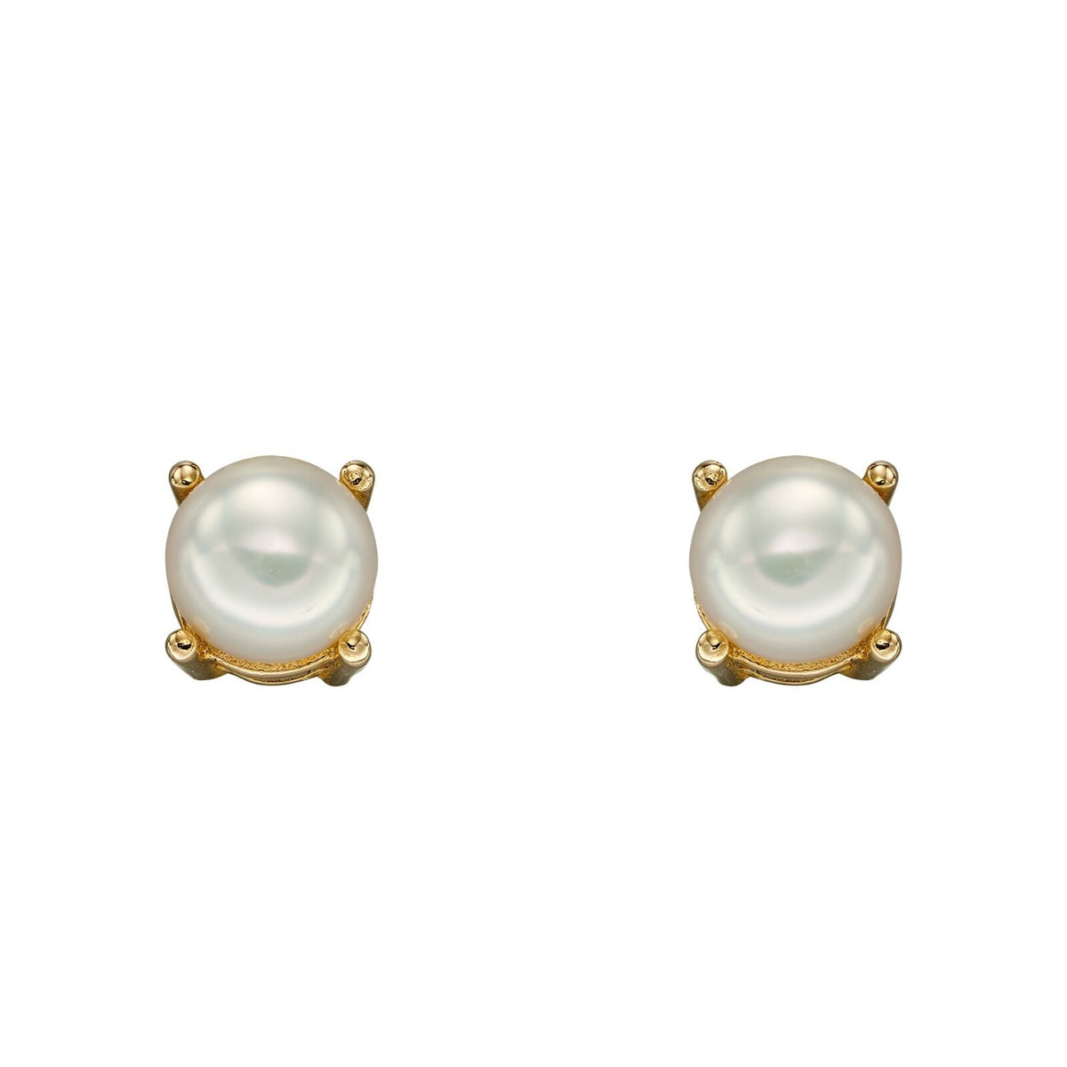 Natural Pearl June Stud Earrings 9ct Yellow Gold 375 Hallmark British Made
