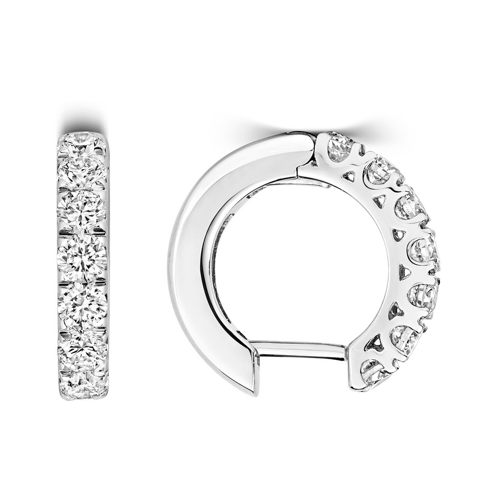 7 Natural Diamond Hoop Earrings 18ct White Gold Hallmarked British Made