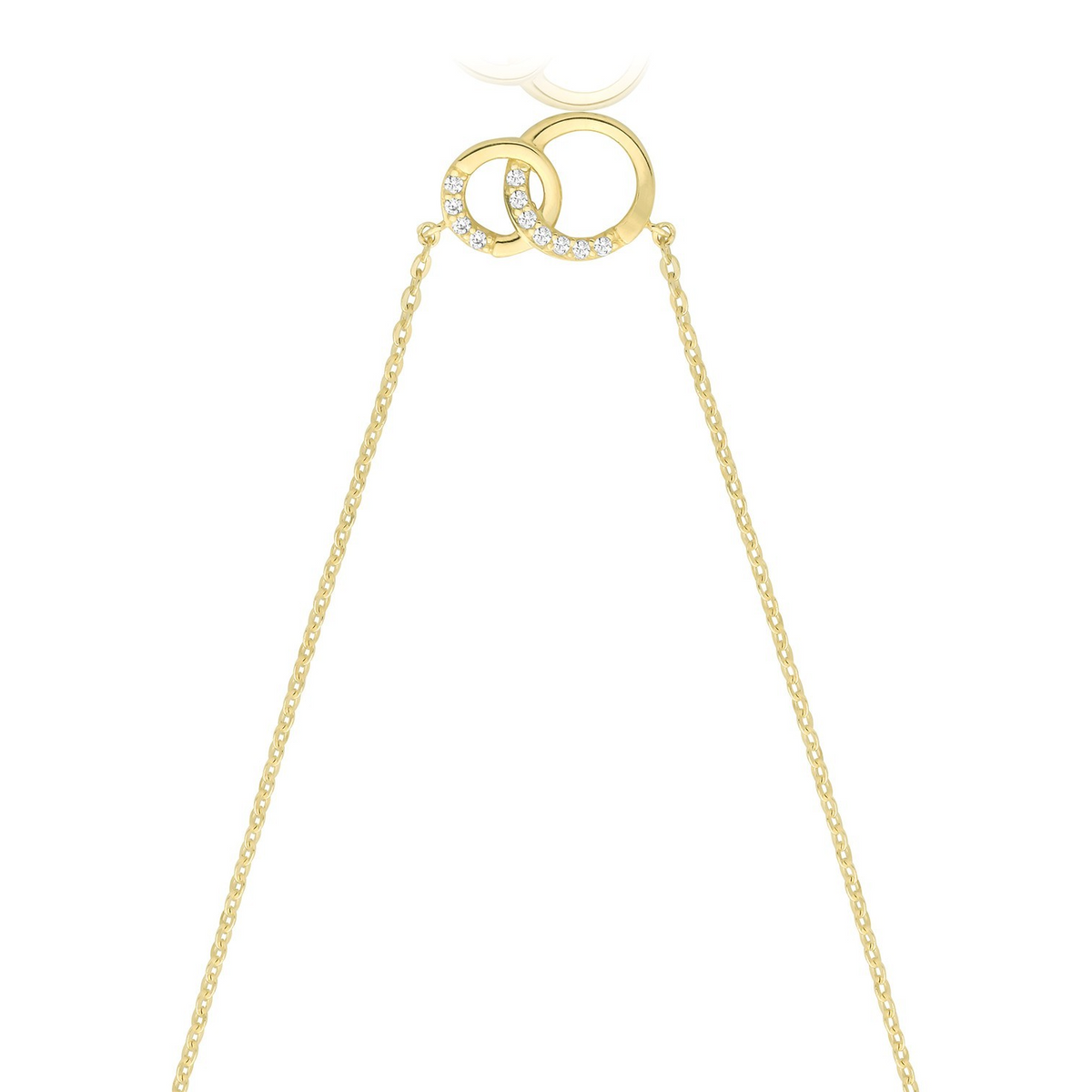 Ladies Zircon Interlocking Necklace 9ct Yellow Gold 375 Hallmarked British Made