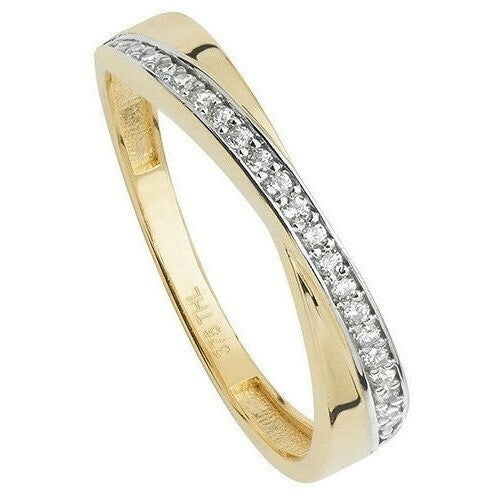 Crossover Gemstone Eternity Ring 9ct Yellow Gold 375 Hallmarked Sizes J - R
