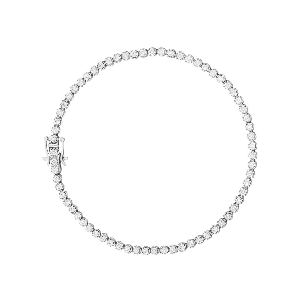 Tennis Set Tennis Diamond Bracelet In 9ct White Gold 375 Hallmarked British Made