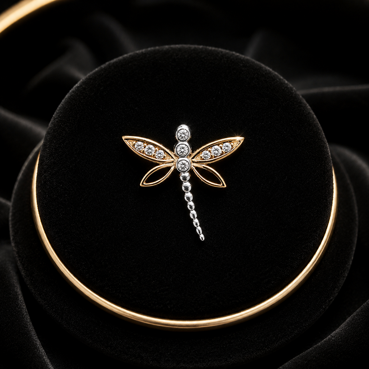 Dragonfly 9ct 2 Tone Gold Pendant 375 Hallmark British Made All Chain Lengths