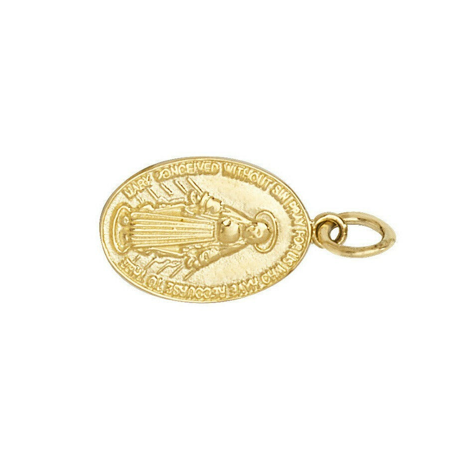 Yellow Gold Miraculous Medal Pendant Hallmarked British Made All Chain Lengths