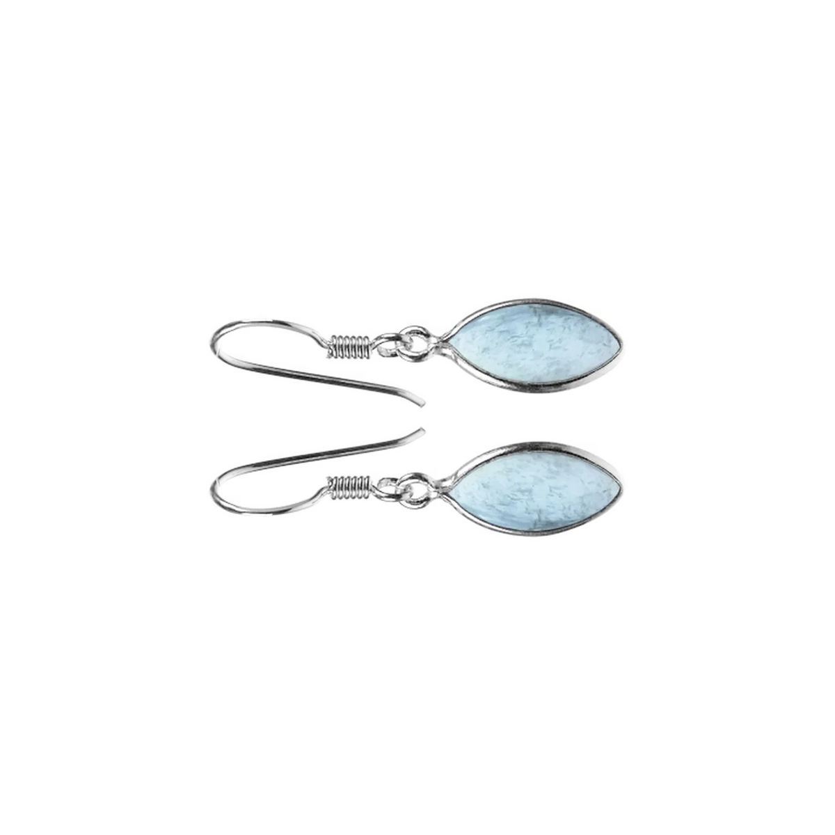 Marquise Natural Aquamarine Drop Earrings Sterling Silver 925 Hallmarked