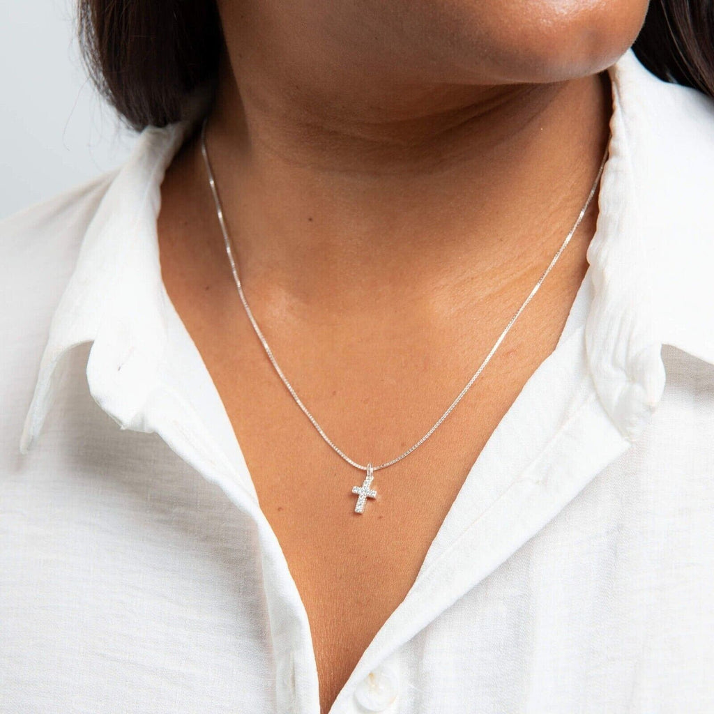 Small Cross Pendant Sterling Silver 925 Hallmark All Chain Lengths British Made
