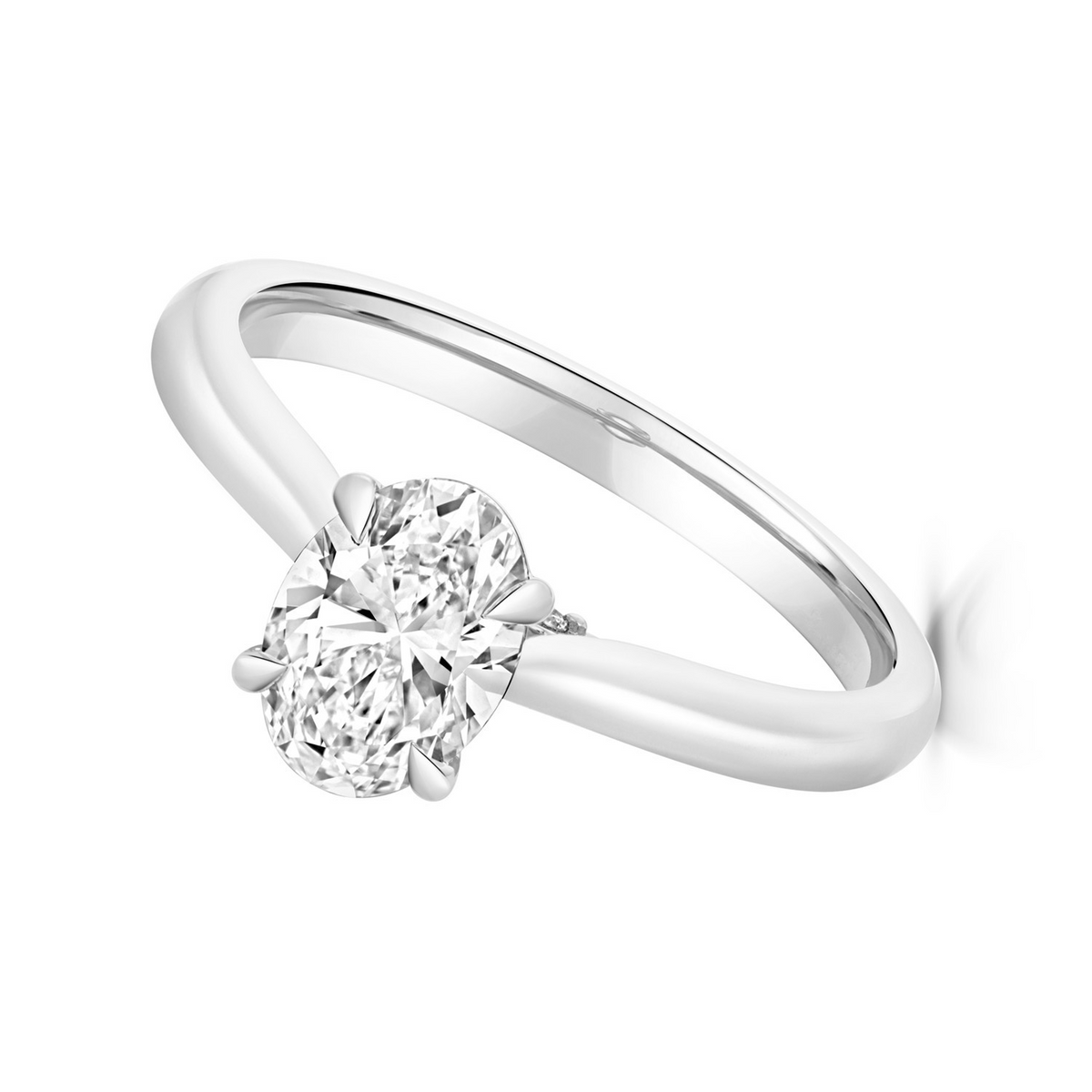 Oval Lab-Grown Diamond Engagement Ring 18ct White Gold Hallmarked Sizes J - Q