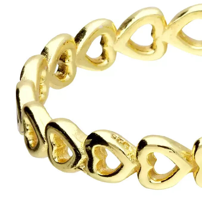 Open Heart Ring 9ct Yellow Gold Plated Hallmarked British Made Size J - R