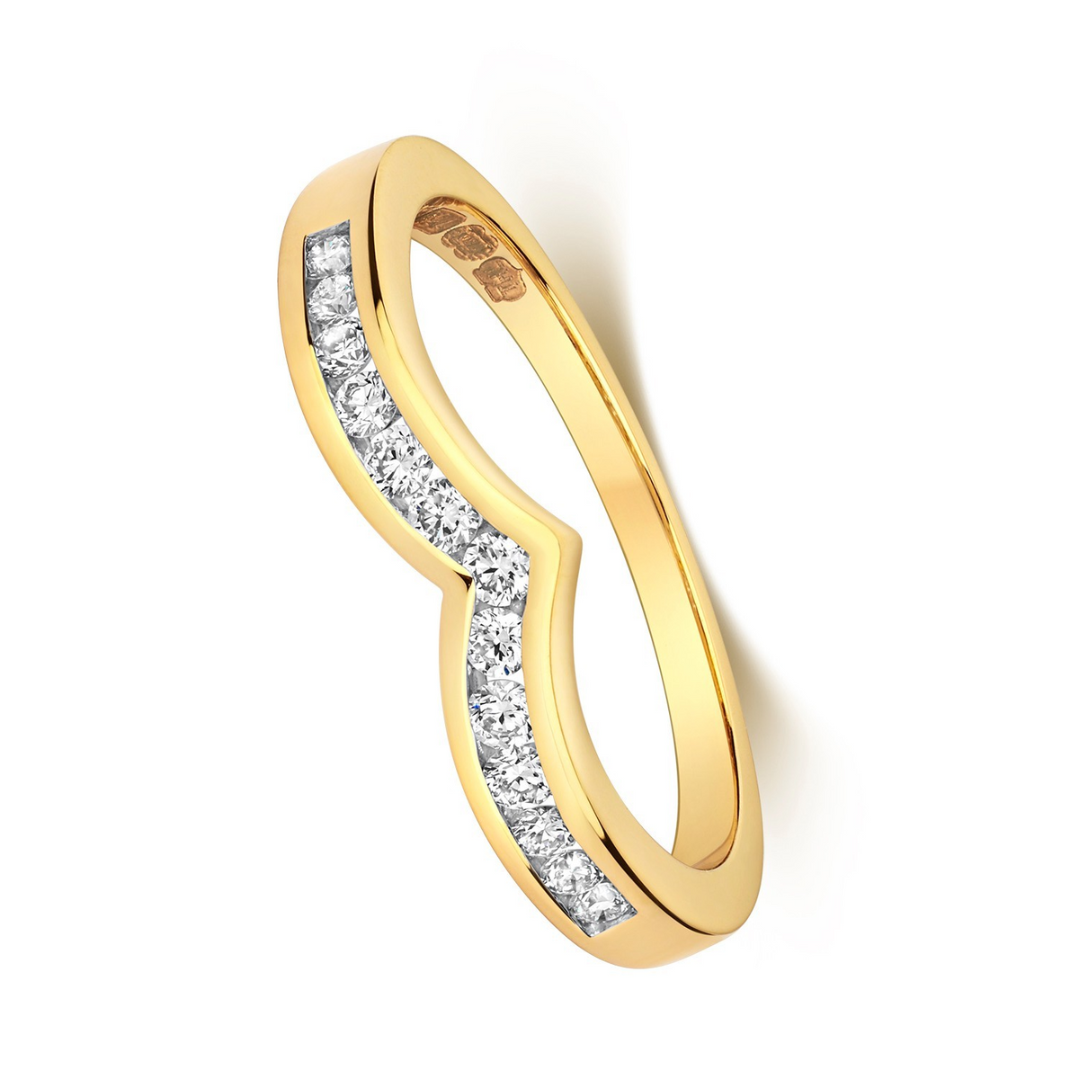 13 Natural Diamond Wishbone Ring 18ct Yellow Gold Hallmarked Sizes J - Q