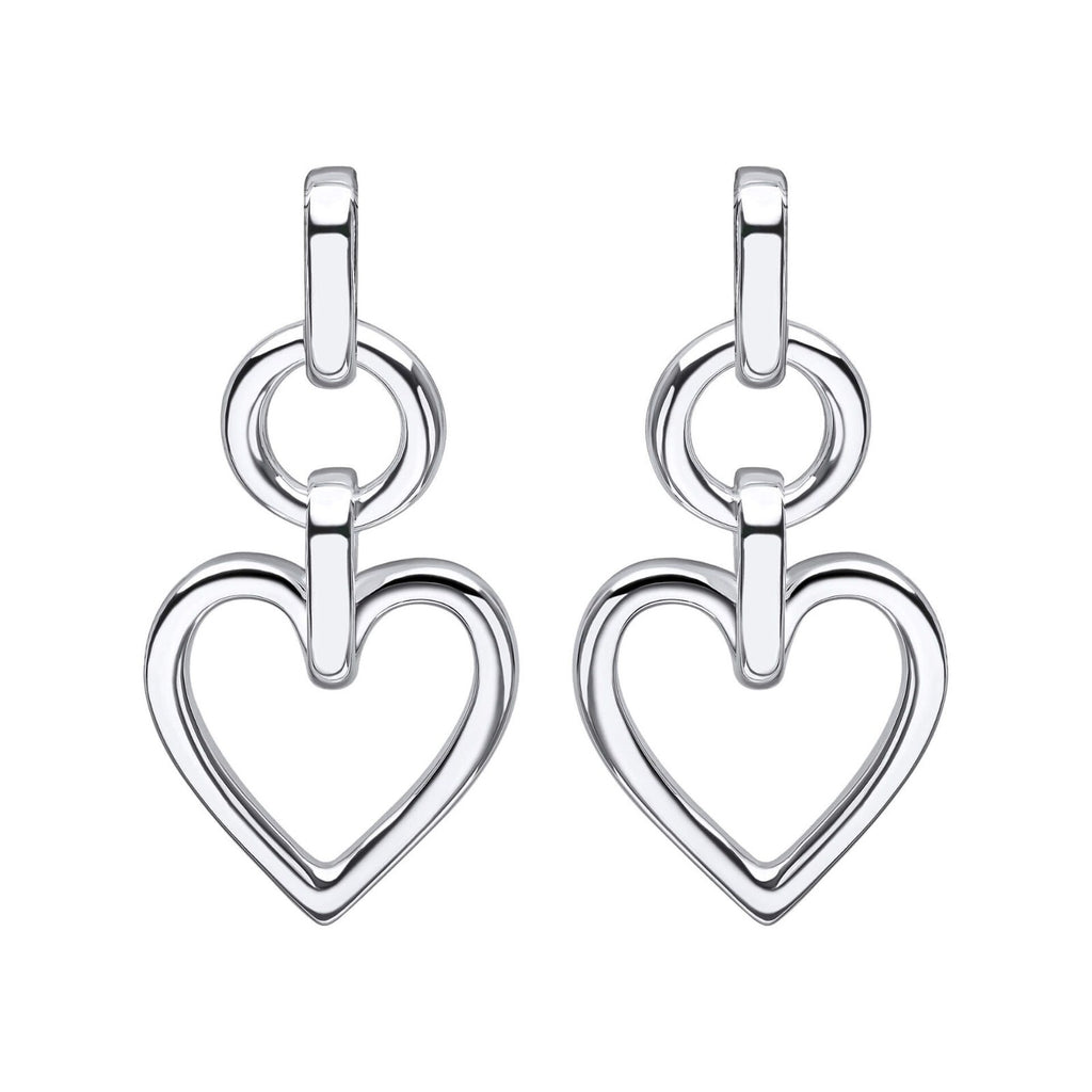 Open Heart Drop Earrings Sterling Silver 925 Hallmarked Brand New Boxed