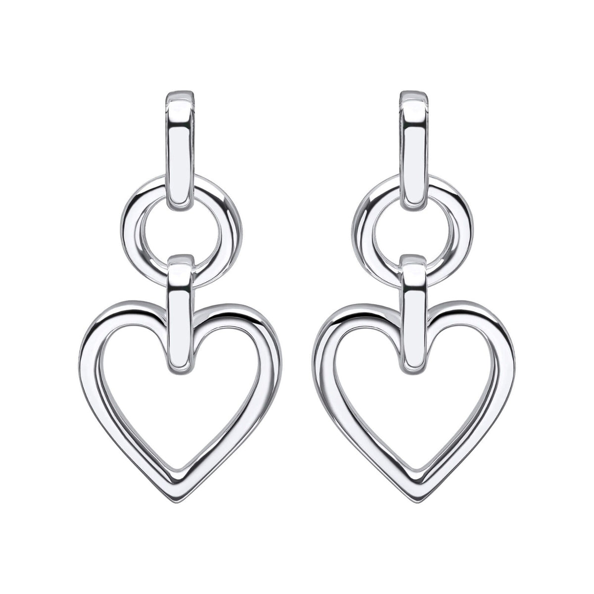 Open Heart Drop Earrings Sterling Silver 925 Hallmarked Brand New Boxed