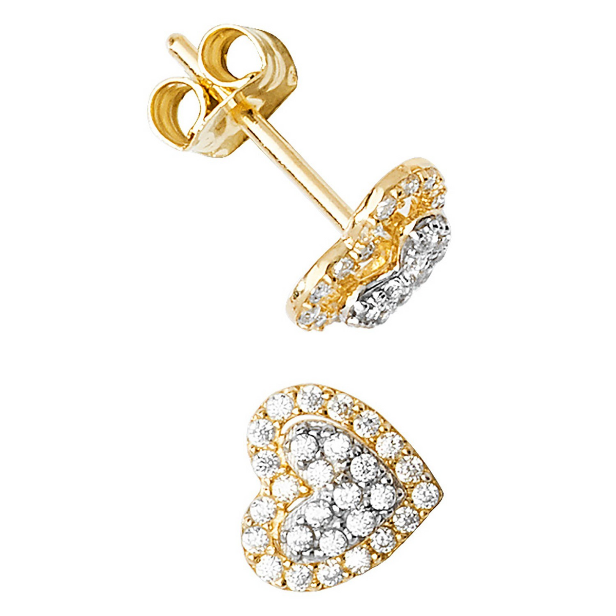 Cluster Heart Stud Earrings 9ct Yellow Gold 375 Hallmarked Brand New Boxed