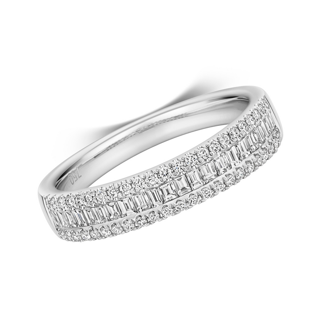 Natural Diamond Eternity Baguette Ring 18ct White Gold Hallmarked Sizes J - Q