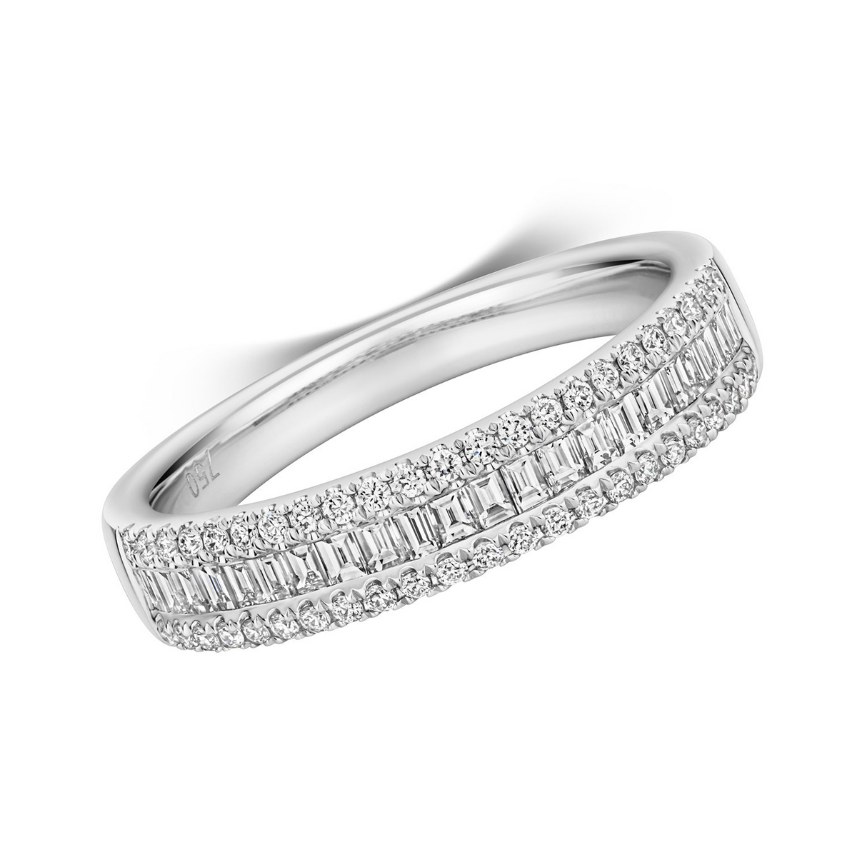 Natural Diamond Eternity Baguette Ring 18ct White Gold Hallmarked Sizes J - Q