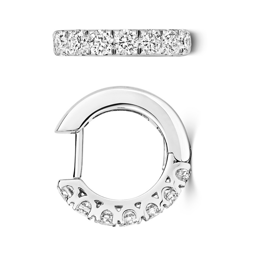 7 Natural Diamond Hoop Earrings 18ct White Gold Hallmarked British Made