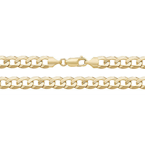 Yellow Gold Flat Bevelled Curb Chain British Made Full Hallmarked 20" Weight 22g