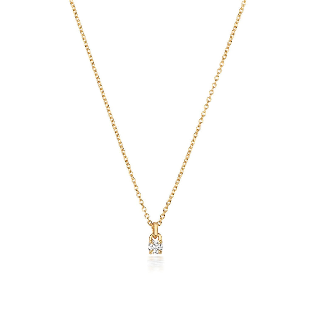 1 Natural Diamond 4 Claw Necklace 18ct Yellow Gold Hallmarked British Made