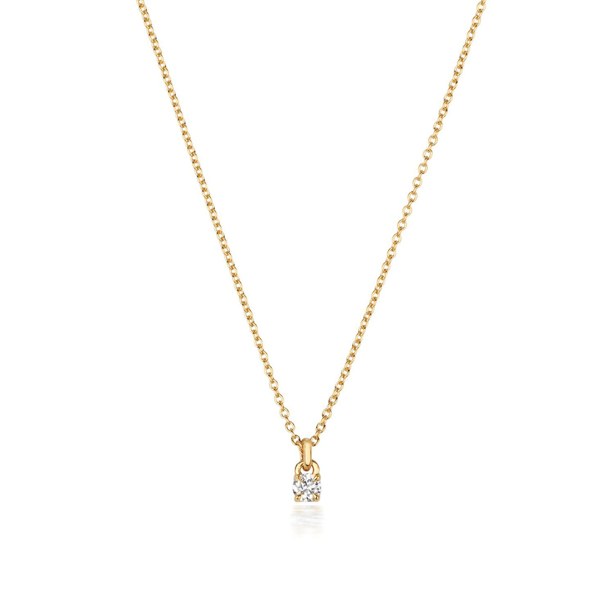 1 Natural Diamond 4 Claw Necklace 18ct Yellow Gold Hallmarked British Made