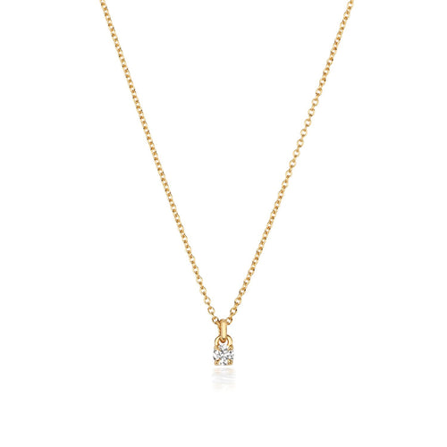 1 Natural Diamond 4 Claw Necklace 18ct Yellow Gold Hallmarked British Made
