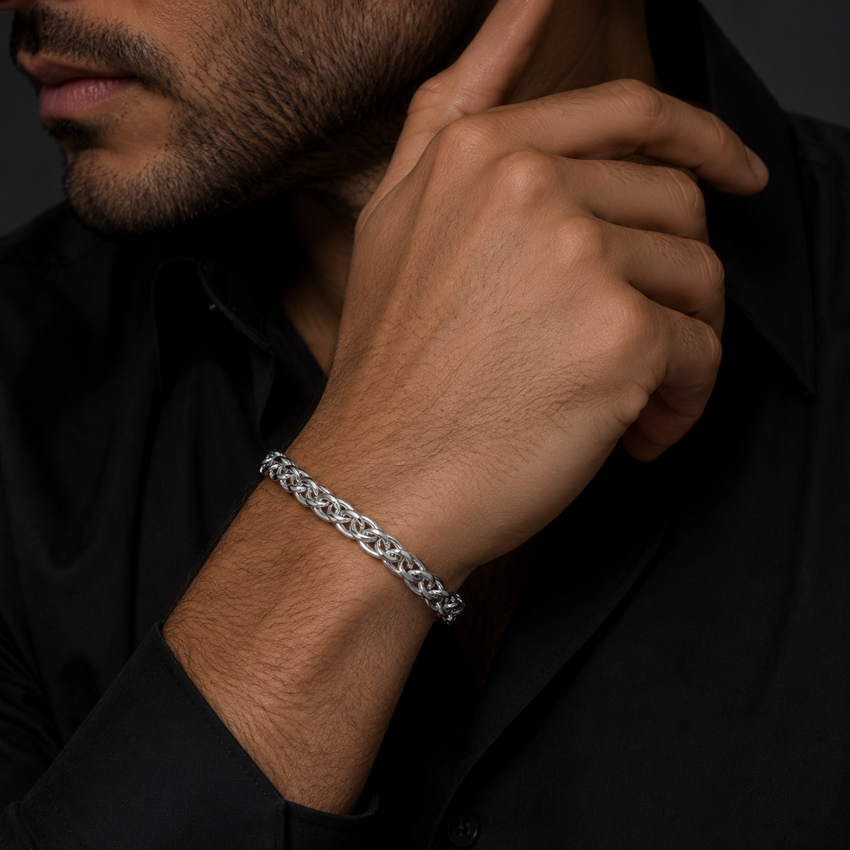 Gents Solid Sterling Silver Woven Vine Chain Bracelet 925 Hallmarked