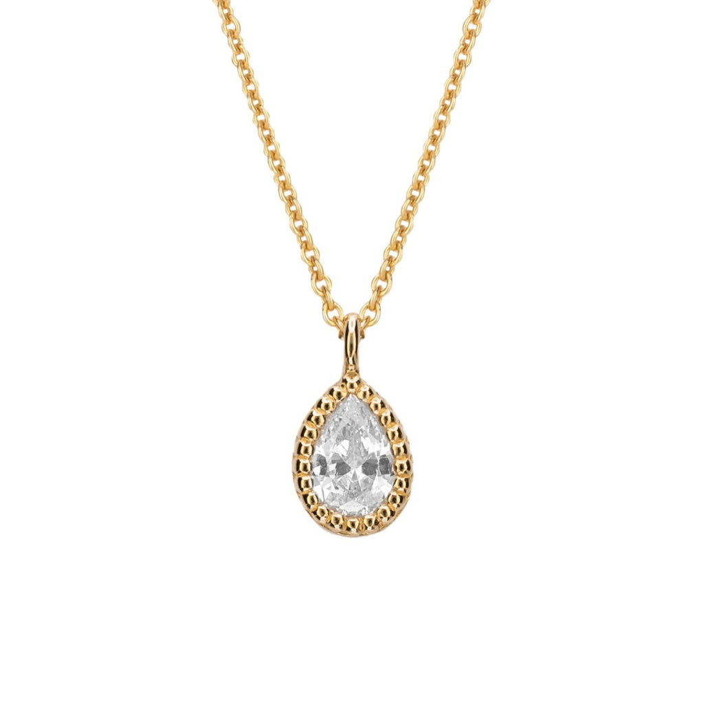Flush Teadrop Necklace 9ct Yellow Gold Plated Hallmarked Brand New Boxed