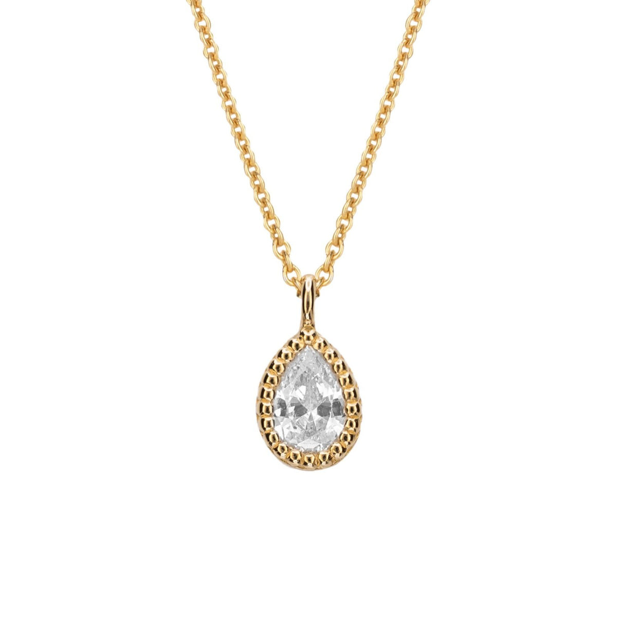 Flush Teadrop Necklace 9ct Yellow Gold Plated Hallmarked Brand New Boxed