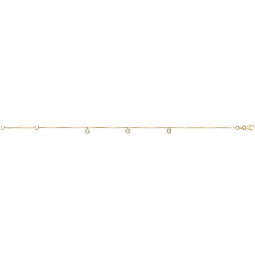 Ladies Bezel Station Bracelet 9ct Yellow Gold 375 Hallmarked British Made