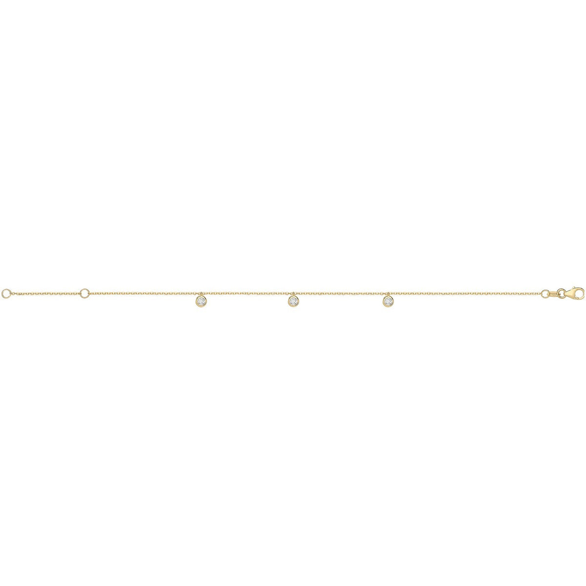 Ladies Bezel Station Bracelet 9ct Yellow Gold 375 Hallmarked British Made