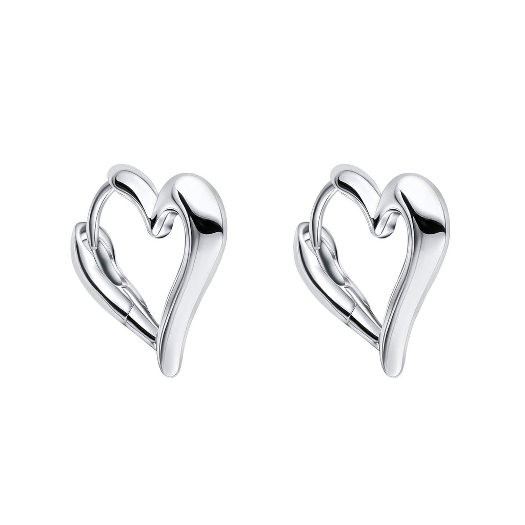 Open Heart Hoop Earrings Sterling Silver 925 Hallmarked British Made Brand New