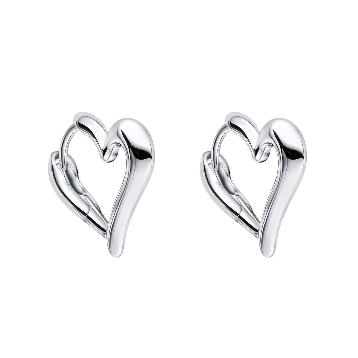 Open Heart Hoop Earrings Sterling Silver 925 Hallmarked British Made Brand New