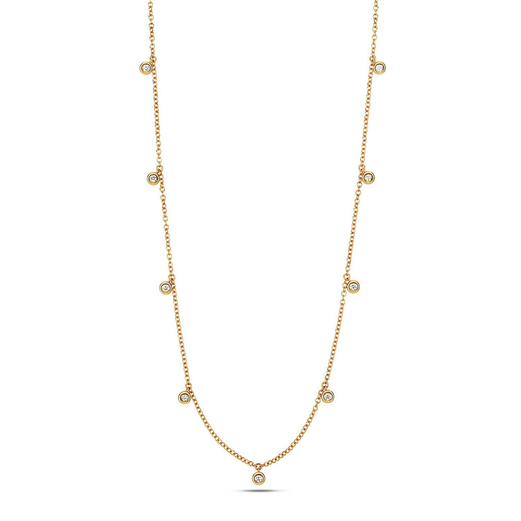 9 Natural Diamond Flush Necklace 18ct Yellow Gold Hallmarked British Made