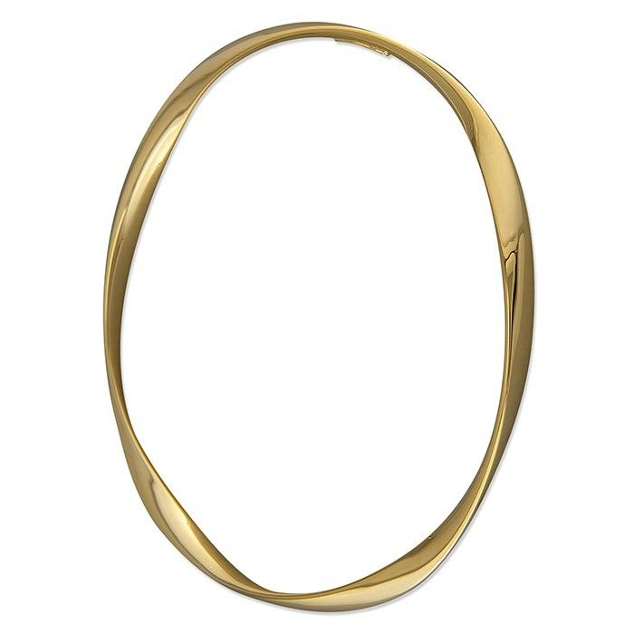 18ct Yellow Gold Crossover Bangle On Sterling Silver British Made Hallmarked