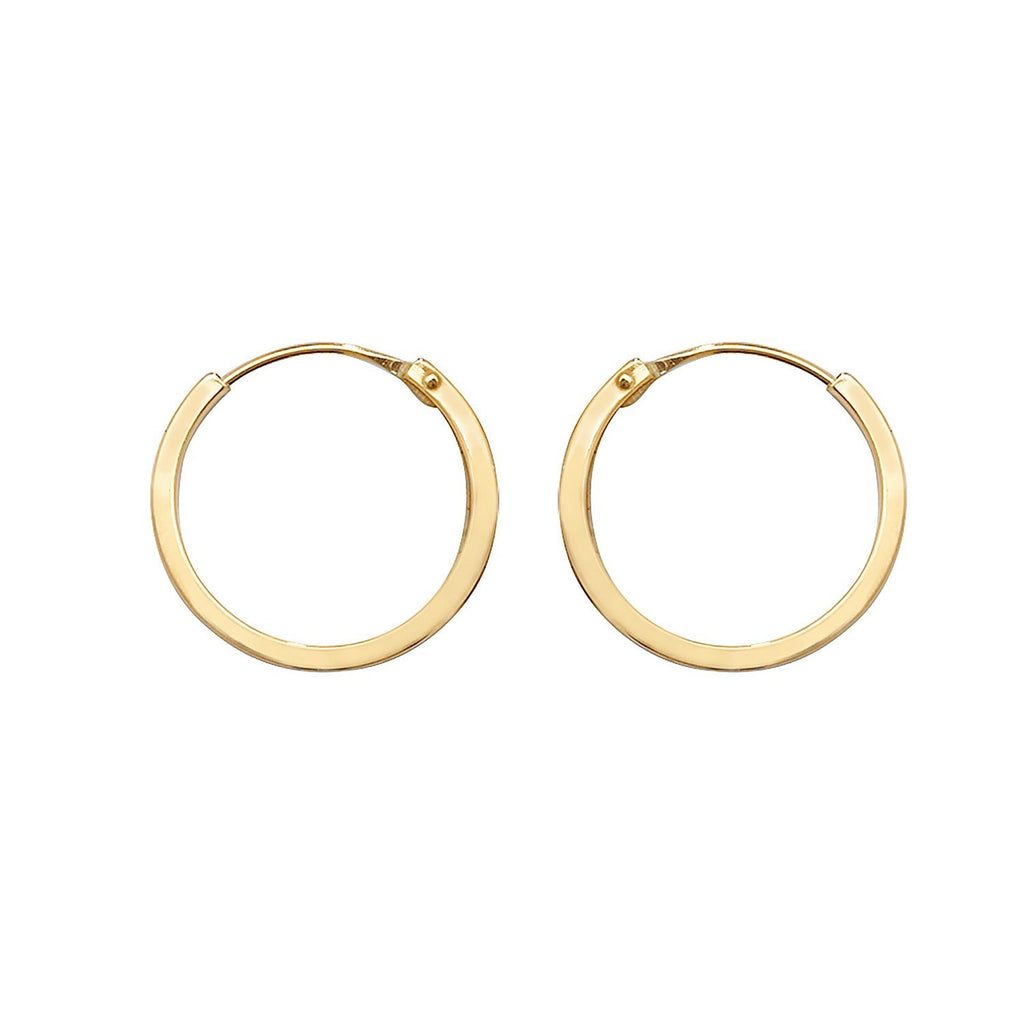 9ct Yellow Gold Sleeper Hoop Earrings 375 Hallmarked 8mm - 14mm Diameter